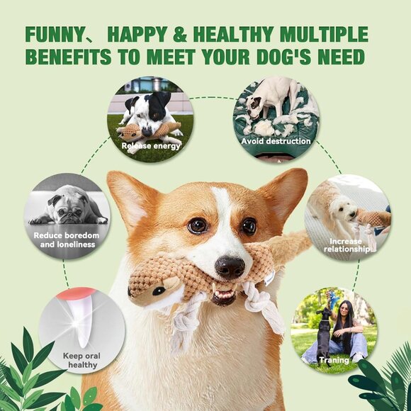 5 Pack Stuffed Animal with Tug of War Ropes Value Bundle Puppy Chew Toys - Picture 5 of 9